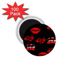 Red Hearts And Lips 1 75  Magnet (100 Pack)  by Colorfulart23