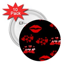 Red Hearts And Lips 2 25  Button (10 Pack) by Colorfulart23