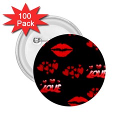 Red Hearts And Lips 2 25  Button (100 Pack) by Colorfulart23