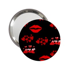 Red Hearts And Lips 2 25  Handbag Mirror by Colorfulart23