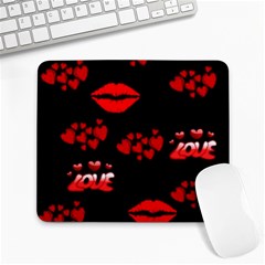 Red Hearts And Lips Large Mousepad by Colorfulart23