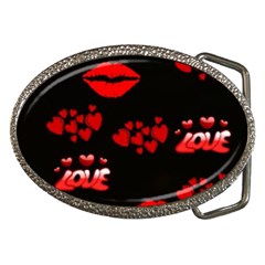 Red Hearts And Lips Belt Buckle