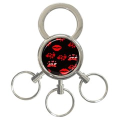 Love Red Hearts Love Flowers Art 3-ring Key Chain