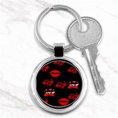 Love Red Hearts Love Flowers Art Key Chain (round) by Colorfulart23