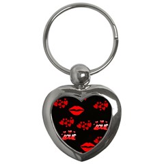 Love Red Hearts Love Flowers Art Key Chain (heart) by Colorfulart23