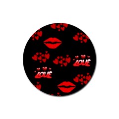 Love Red Hearts Love Flowers Art Drink Coaster (round) by Colorfulart23