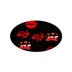 Love Red Hearts Love Flowers Art Sticker (oval)