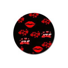 Love Red Hearts Love Flowers Art Magnet 3  (round)