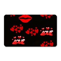 Love Red Hearts Love Flowers Art Magnet (rectangular)