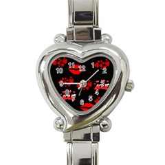 Love Red Hearts Love Flowers Art Heart Italian Charm Watch 