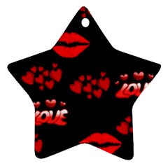 Love Red Hearts Love Flowers Art Star Ornament (two Sides) by Colorfulart23