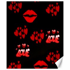 Love Red Hearts Love Flowers Art Canvas 8  X 10  (unframed)