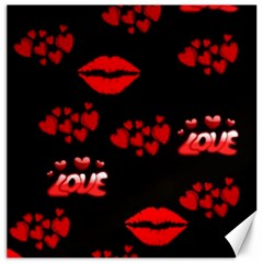 Love Red Hearts Love Flowers Art Canvas 12  X 12  (unframed)