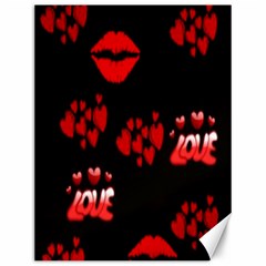 Love Red Hearts Love Flowers Art Canvas 12  X 16  (unframed)