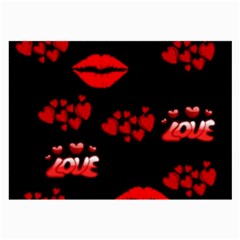 Love Red Hearts Love Flowers Art Glasses Cloth (large)