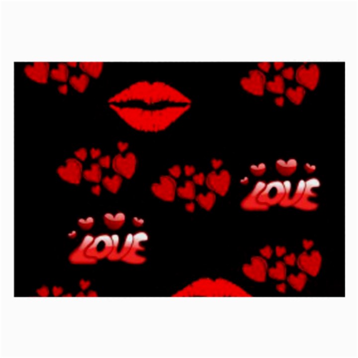 Love Red Hearts Love Flowers Art Glasses Cloth (Large, Two Sided)