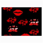 Love Red Hearts Love Flowers Art Glasses Cloth (Large, Two Sided) Back