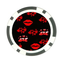 Love Red Hearts Love Flowers Art Poker Chip