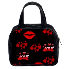 Love Red Hearts Love Flowers Art Classic Handbag (two Sides)