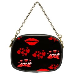 Love Red Hearts Love Flowers Art Chain Purse (one Side)