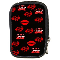 Love Red Hearts Love Flowers Art Compact Camera Leather Case