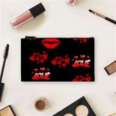 Love Red Hearts Love Flowers Art Cosmetic Bag (small)