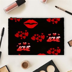 Love Red Hearts Love Flowers Art Cosmetic Bag (large)