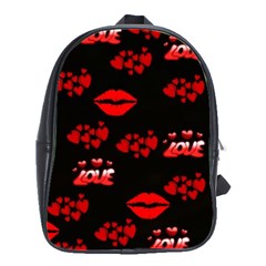 Love Red Hearts Love Flowers Art School Bag (large)