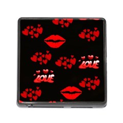 Love Red Hearts Love Flowers Art Memory Card Reader With Storage (square)