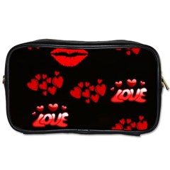 Love Red Hearts Love Flowers Art Travel Toiletry Bag (two Sides)