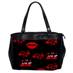 Love Red Hearts Love Flowers Art Oversize Office Handbag (one Side)