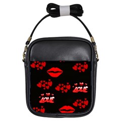 Love Red Hearts Love Flowers Art Girl s Sling Bag