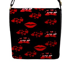 Love Red Hearts Love Flowers Art Flap Closure Messenger Bag (large)