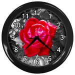 Red Rose Wall Clock (Black) Front