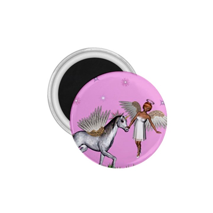 Unicorn And Fairy In A Grass Field And Sparkles 1.75  Button Magnet