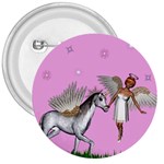 Unicorn And Fairy In A Grass Field And Sparkles 3  Button Front