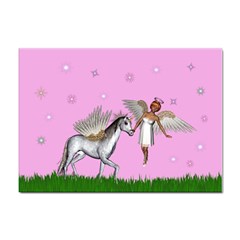 Unicorn And Fairy In A Grass Field And Sparkles A4 Sticker 10 Pack