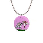 Unicorn And Fairy In A Grass Field And Sparkles Button Necklace Front