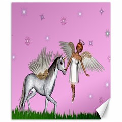 Unicorn And Fairy In A Grass Field And Sparkles Canvas 8  X 10  (unframed) by goldenjackal