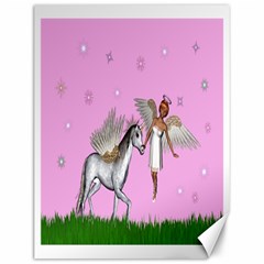 Unicorn And Fairy In A Grass Field And Sparkles Canvas 12  X 16  (unframed) by goldenjackal