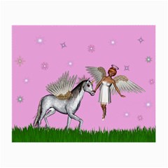 Unicorn And Fairy In A Grass Field And Sparkles Glasses Cloth (small, Two Sided) by goldenjackal