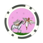 Unicorn And Fairy In A Grass Field And Sparkles Poker Chip Front