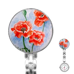 Poppies Stainless Steel Nurses Watch