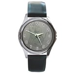 Smoke Break Satyr Round Leather Watch (Silver Rim) Front