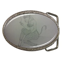 Smoke Break Satyr Belt Buckle (oval)