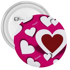 Valentine Hearts  3  Button