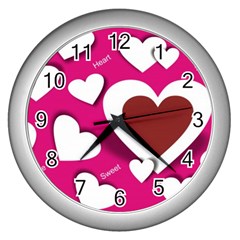 Valentine Hearts  Wall Clock (silver) by Colorfulart23