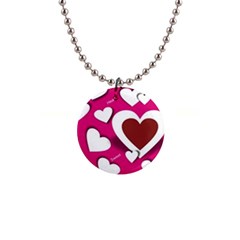 Valentine Hearts  Button Necklace