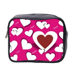 Valentine Hearts  Mini Travel Toiletry Bag (two Sides)