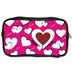 Valentine Hearts  Travel Toiletry Bag (one Side) by Colorfulart23